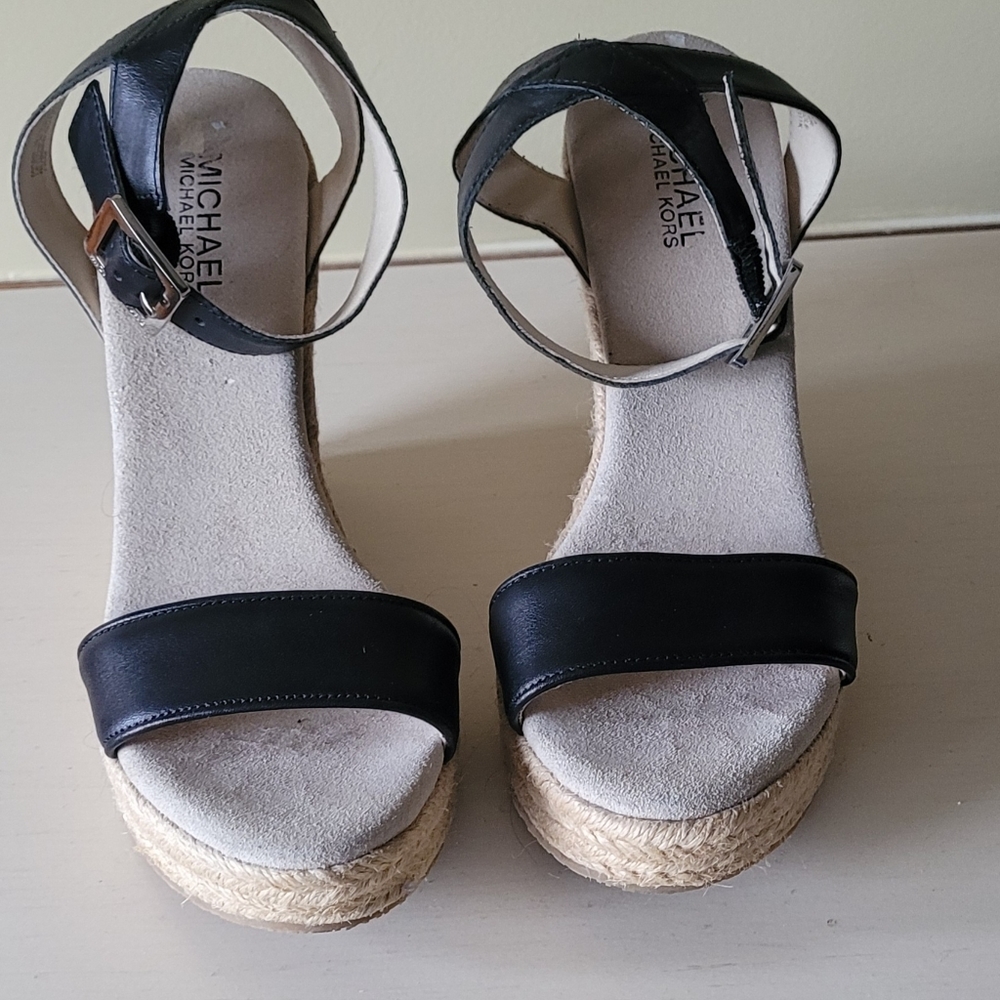 Michael Kors wedge sandals, black